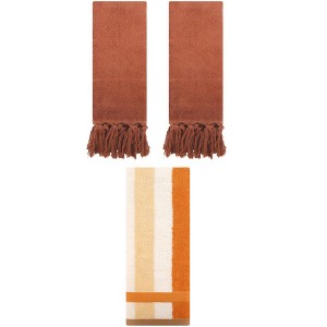 REGALWOVEN 3 Packs Cotton Absorbent Soft Decorative Bathroom Hand Towel Set - 1 of 4