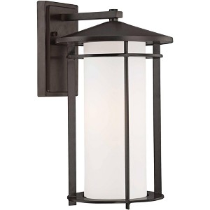 Minka Lavery Modern Outdoor Wall Light Fixture Dorian Bronze 16 1/4" Etched Opal Glass for Post Exterior Barn Porch Yard Patio - 1 of 1