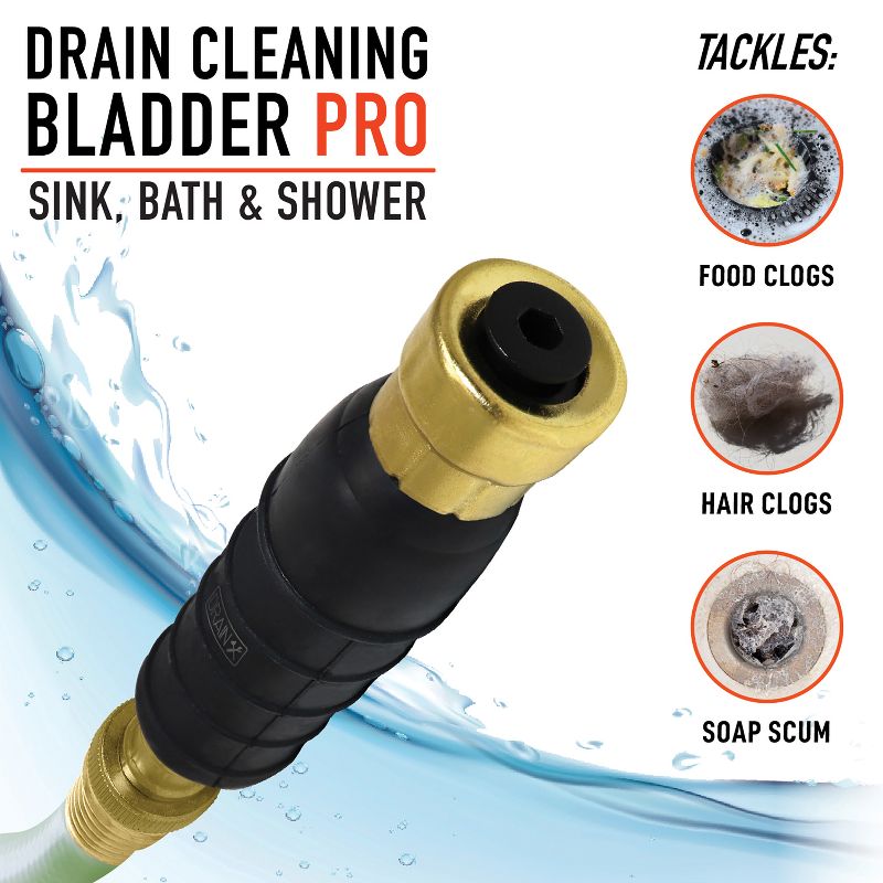 DrainX® Hydro-Pressure Dual-Valve Drain-Cleaning Bladder, 5 of 11