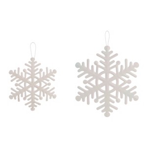 Transpac Metal 8 in. White Christmas Snowflake Orns Set of 2 - 1 of 2