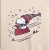 Women's - Peanuts - Snoopy Sledding Lightweight French Terry Wide Neck Long Sleeve Shirt - 2 of 4
