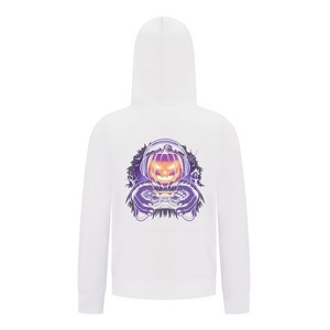 Everyday Kids Halloween Zip Up Hoodie – Gamer Pumpkin with Headphones and Controller – Cozy Fall Sweatshirt for Boys, White - 1 of 3