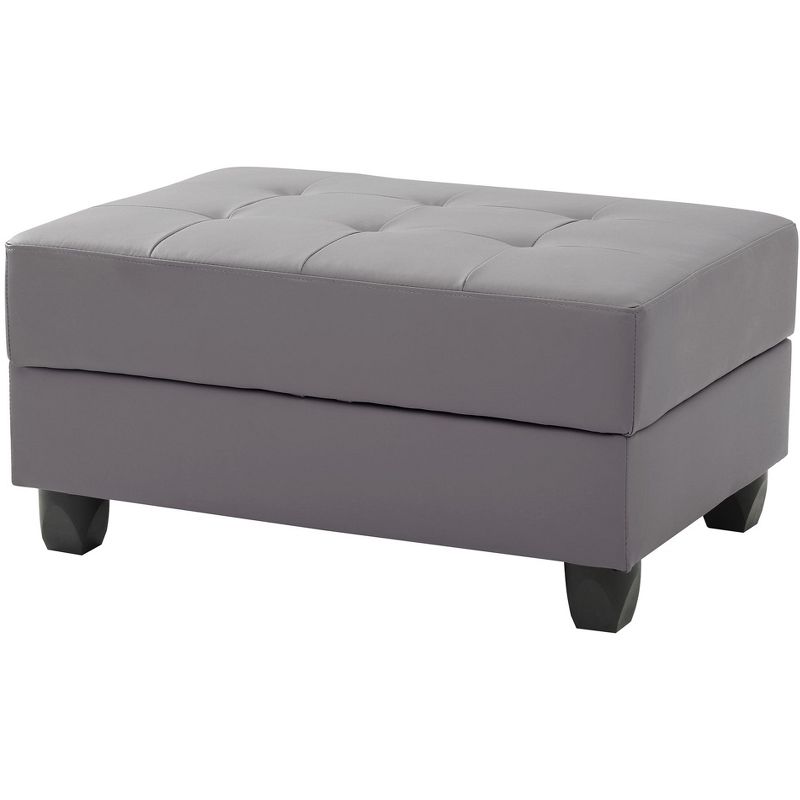 Passion Furniture Nyla Gray Faux Leather Upholstered Storage Ottoman, 2 of 5
