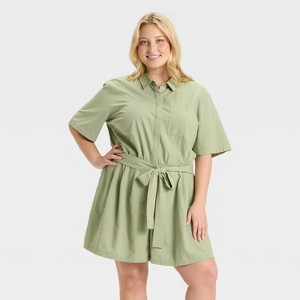 Women's Short Sleeve Belted Romper - Ava & Viv™ - 1 of 3
