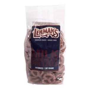 Lehman's Chocolate Covered Mini Pretzels, Chocolate Coated Pretzels, Sweet and Salty Snack, 14 oz Resealable Bag - 1 of 4