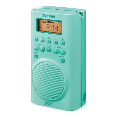 Sangean® AM/FM Weather Alert Digital Waterproof Shower Radio, Turquoise, H205TQ in Green