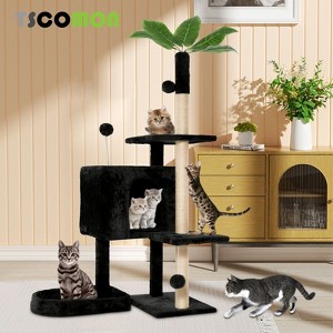 Modern Multicoloured Rotatable Deformation Soft Plush Cat Tree Pet Tower with Scratching Post and Hanging Ball - 1 of 4