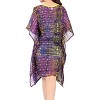 HAPPY BAY Women's Holiday Beachwear Mini Bathing Suit Loose Beach Summer Dress Cover Up Tunic Swimsuit 12-16 Purple Abstract - 4 of 4
