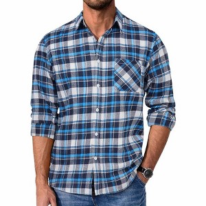 COOFANDY Mens Flannel Shirts Long Sleeve Plaid Button Down Shirt Casual Cotton Shirt with Pocket - 1 of 4