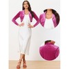 INSPIRE CHIC Women's Long Sleeve Lapel Collar Velvet Open Front Cropped Cardigan - 2 of 4