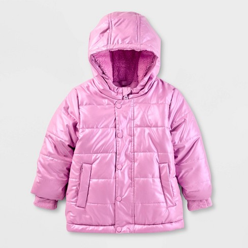 Toddler Girls Heavyweight Shiny Puffer Jacket Cat Jack Lavender Target