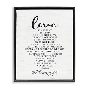 Stupell Industries Love is.. Uplifting Heartfelt Quote Spiritual Scripture Floating Frame Canvas Art, Black, 25" x 31" - 1 of 4