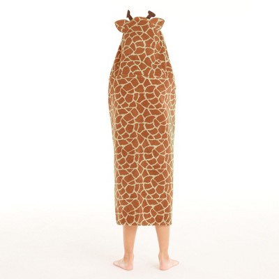Kids Brown Giraffe Hooded Cotton Bath Towel