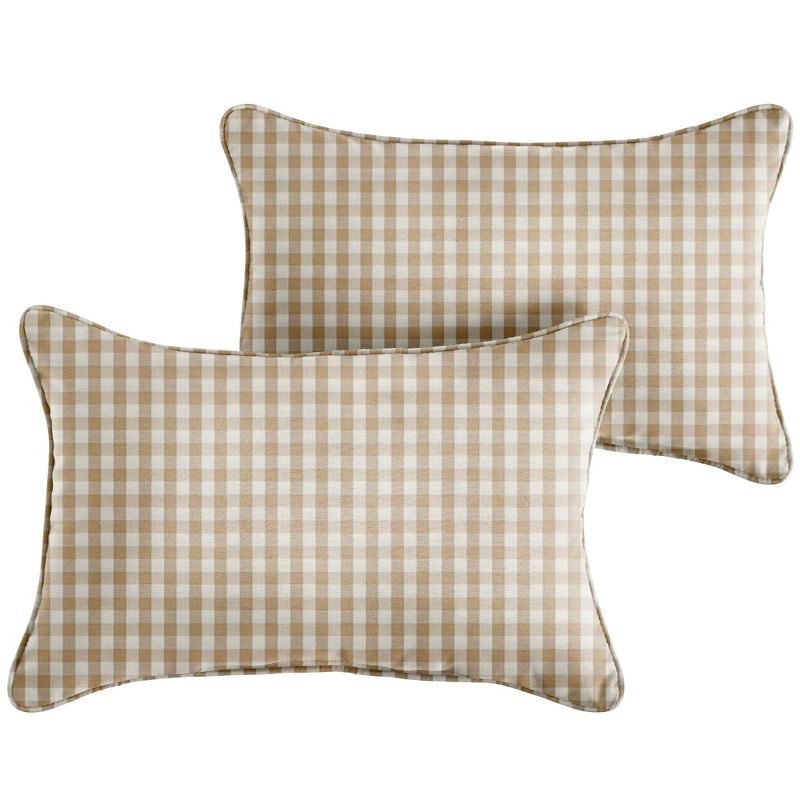 2pk Corded Outdoor Throw Pillows Beige/White, 1 of 3
