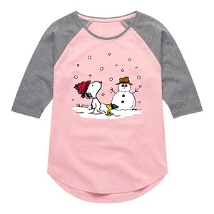 Girls' - Peanuts - Snoopy Woodstock Snowman - 1 of 4