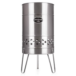 Feuerhand Fire Barrel Pyron, Stainless Steel Double-Walled Fire Pit for Yard or Patio, Feet Protect Ground Surface, 29" High, Great for Cooking - 1 of 4