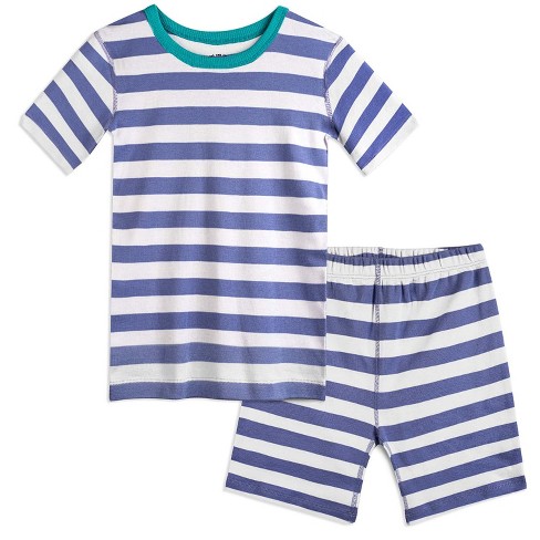 Organic Cotton Short-Sleeve Pajama Set - Blue