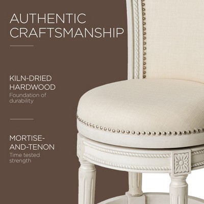 White Oak Swivel Counter Stool with Leather Upholstery