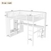 Queen Size Loft Bed Frame with Built-in Wardrobe Metal Loft Bed with Desk and Storage Shelves Black - 2 of 4