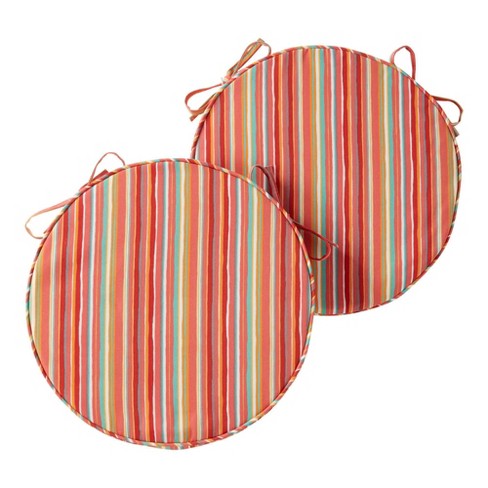 Kensington Garden 2pc 18 Round Outdoor Chair Cushions Watermelon Stripe Fade Water resistant Zipper Closure Target