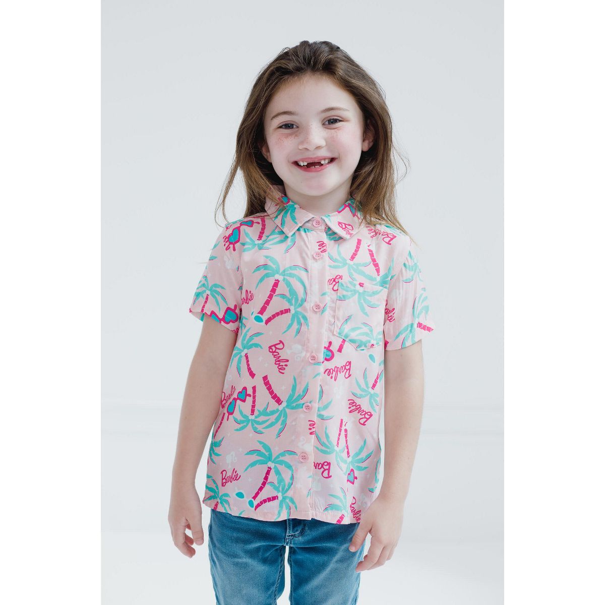 Barbie Girls Hawaiian Button Down Dress Shirt Little Kid to Big - thumbnail 4