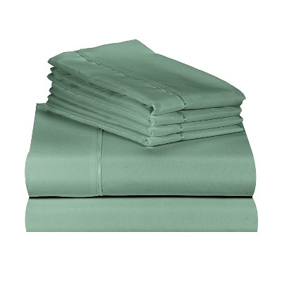 Tree Moss Green Queen 6 PC Rayon From Bamboo Solid Performance Sheet Set -  Luxclub