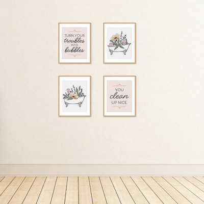 Turn Your Troubles Into Bubbles Linen Paper Bathroom Wall Art Set