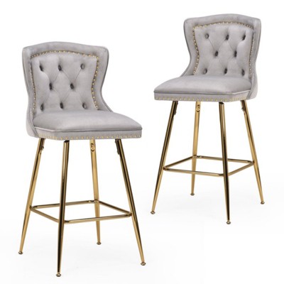 FURNIinspire Dining Chair, Set of 2, Wing Back Bar Chairs for Kitchen Island Dining Room Pub, Gray, 17.7"*17.5"*26"