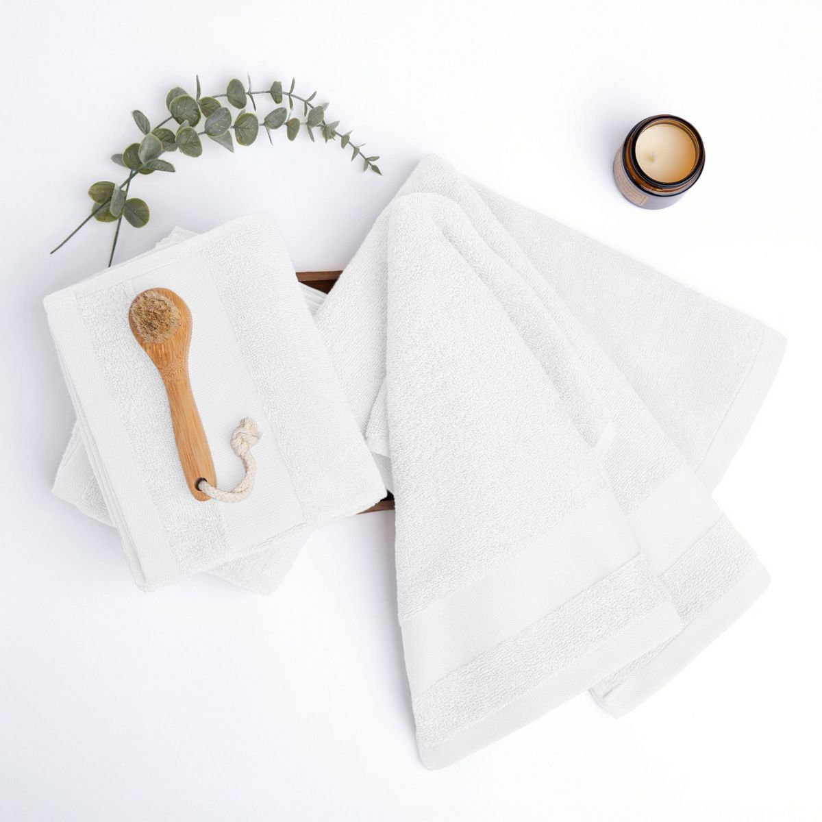 Hand Towel Sets, Hotel-Quality Bath - 100% Ring Spun Cotton, Ultra Plush, Absorbent, 4 Pack, White
