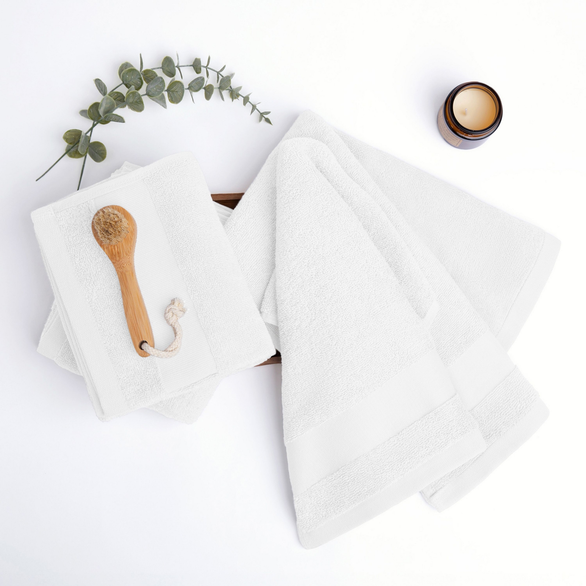 Hand Towel Sets, Hotel-Quality Bath - 100% Ring Spun Cotton, Ultra Plush, Absorbent, 4 Pack, White