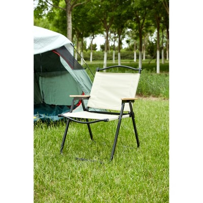 SKRAN Beige Folding Outdoor Chair with Steel Frame & Oxford Cloth, Perfect for Picnics, Beach, BBQs & Patio, Beige