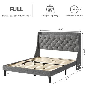 Bed Frame with Charging Station and Storage Shelf - 1 of 4