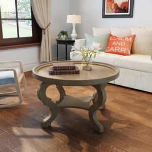GDFStudio Isabella Traditional Round Coffee Table with Queen Anne Legs - 1 of 4