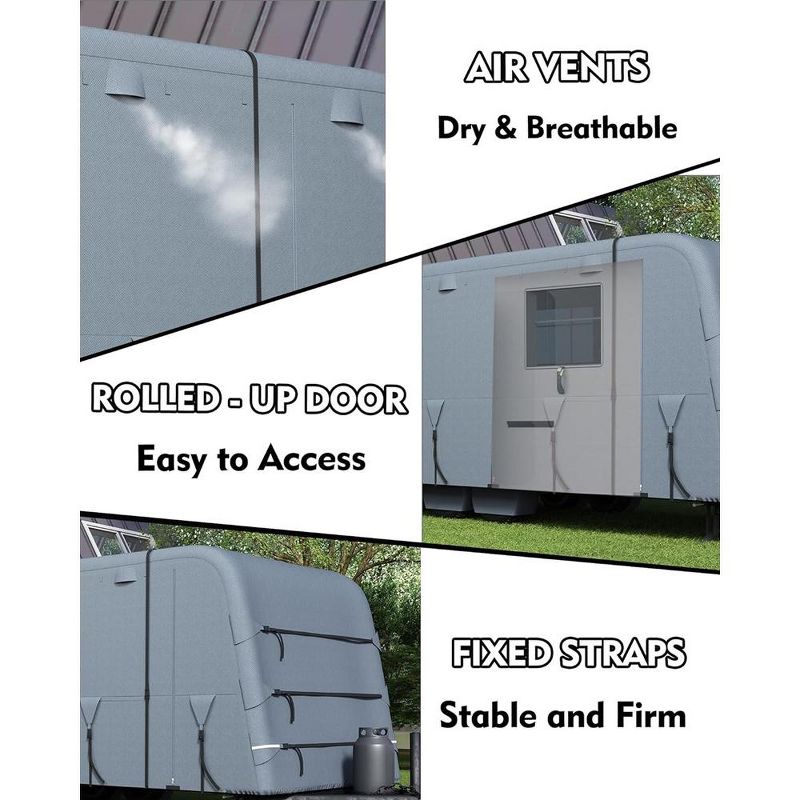 Whizmax Heavy-Duty Travel Trailer RV Cover,Breathable with 2 Straps & 4 Tire Covers, 3 of 7