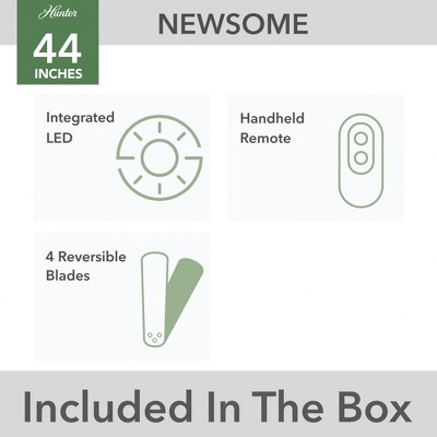 Hunter Dempsey 44" Lighted Ceiling Fan Brushed Nickel with Black Oak Blades - Contemporary Design for Modern Interiors