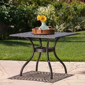 37" Square Dining Table, Outdoor Mesh Style Rust-resistant Aluminum Dining Table, Seats 2-4 People Serving Table - 1 of 4