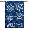 Checkered Snowflakes Burlap Winter House Flag Welcome 28" x 40" Briarwood Lane - 2 of 4