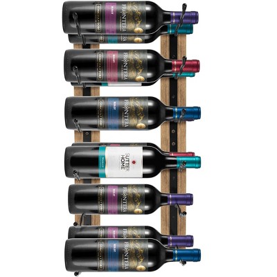 Sorbus Wire & Mahogany Wood Wine Rack and Glass Holder Wall Mounted for Bottles, Wine Glasses, for Home Bar (Holds 12 Bottles, 6 Glasses)