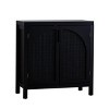 INFURNIC Decorative Storage Cabinets Black Rattan Sideboard Buffet Cabinet with Adjustable Shelf for Living Room, Black, 28.94"*14"*30.2" - 4 of 4