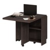 Space Saving Folding Dining Table with Storage Shelves & Wheels, Drop Leaf Expandable Table for Small Space, Walnut - 2 of 4