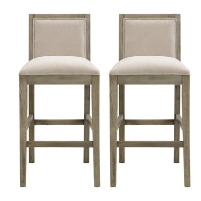 Dsvimoy Counter and Bar Stool Rubber Wood Frame Upholstered Set of 2 for Kitchen and Dining, Beige and Gray, 43"*22"*11.5"