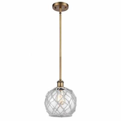 Farmhouse Rope - 1 Light Stem Hung Mini Pendant In Industrial Style-10 Inches Tall and 8 Inches Wide