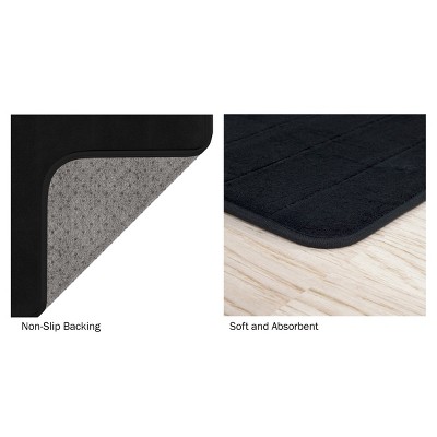 Oversized Black Memory Foam Non-Slip Bathroom Rug