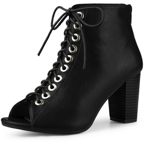 Lace up black bootie deals