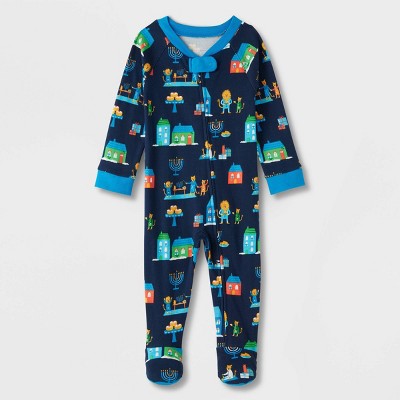 Baby Hanukkah Lions Print Matching Family Footed Pajama - Wondershop™ Navy