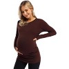 BLUEMING Womens Maternity Shirts Long Sleeve Crew Neck Basic Tank Tops Side Buttons Pregnant Shirts - 4 of 4