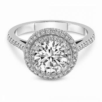 Pompeii3 1 Ct T.W. Diamond Double Halo Round Cut Lab Created Engagement Ring in 10k Gold