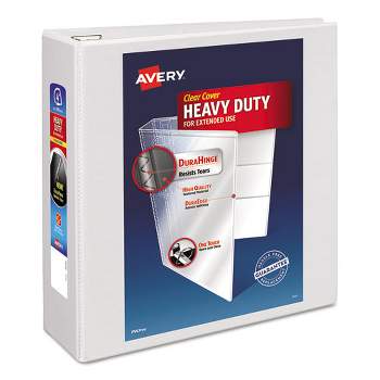 Avery Heavy-Duty View Binder with DuraHinge and Locking One Touch EZD Rings, 3 Rings, 4" Capacity, 11 x 8.5, White
