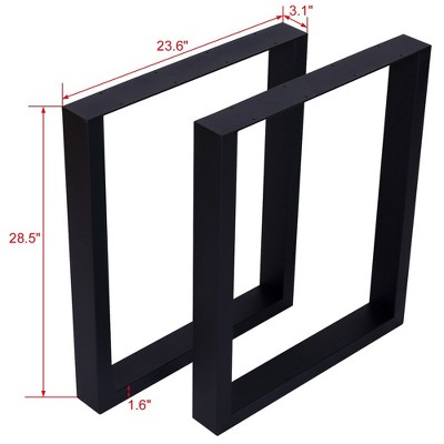 Set of 2 Black Heavy Duty Steel Square Table Legs