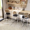 LeisureMod Ervilla Wicker Bar Stool with Fabric Seat and White Steel Frame Black Leather Set of 2 - 3 of 4